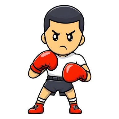 Young Black boxer, 19 years old, in boxing pose with gloves sticker