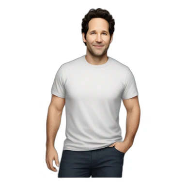 actor Paul Rudd wearing t-shirt sticker