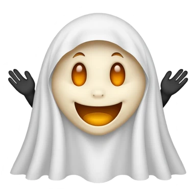 ghost emoji, classic white sheet, cute expression sticker