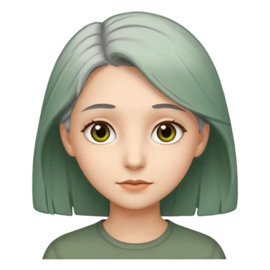 Girl with greenish gray hair and light brown eyes sticker