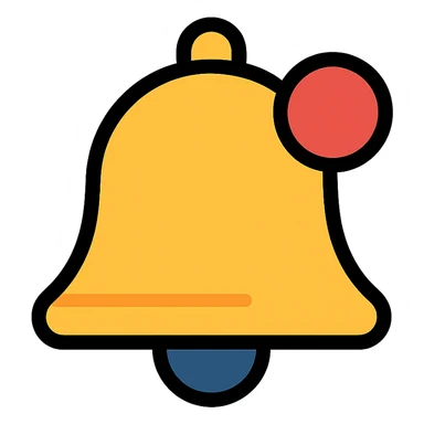 bell icon with notification dot, modern icon style sticker