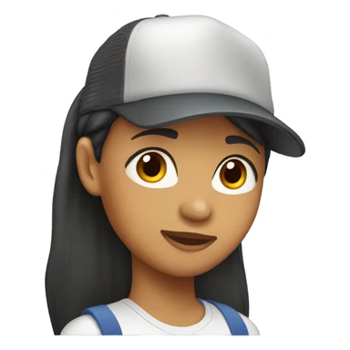 Filipino girl with a mullet in a trucker hat  sticker