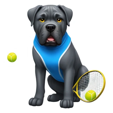 Blue and gold Cane Corso playing tennis. sticker