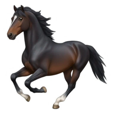 galloping dark bay horse with headmark sticker