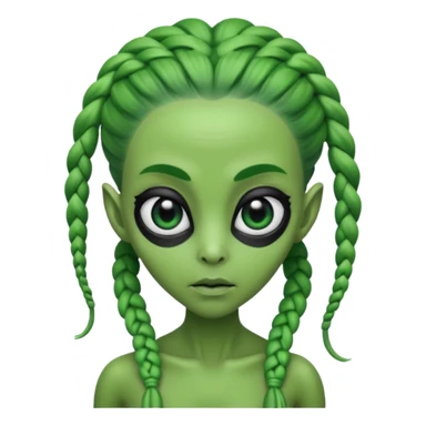 alien with braided hair sticker