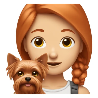 Redhead girl with two yorkshire terriers in her hands sticker