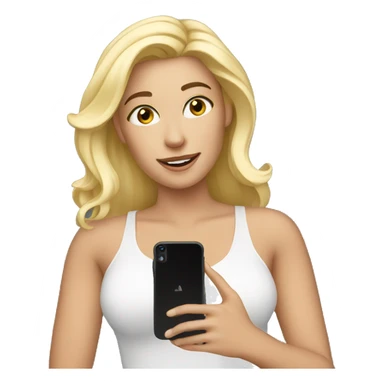Blonde content creator holding a phone sticker