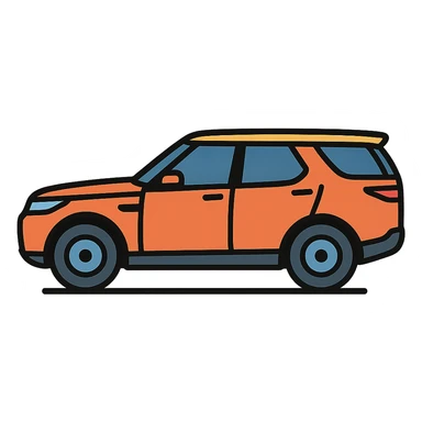 Land Rover Discovery 5 side-on facing left, iconic shape icon style, no background sticker