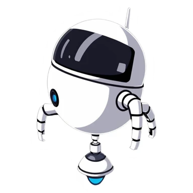 Tall surveillance robot with rotating sensor dome and floating limbs sticker