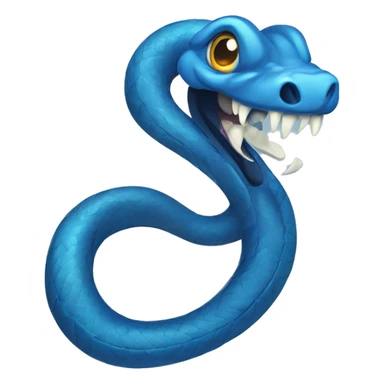 Blue snake with fangs and big eyes sticker