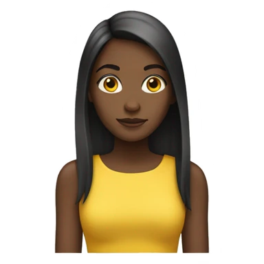a black girl with straight hair and a yellow dress sticker