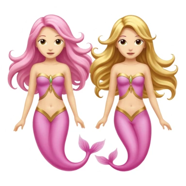 Two sirens one light pink and one gold swimming in oposite sides around each other sticker