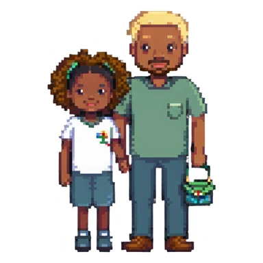 family with white dad, black mom, and black child sticker