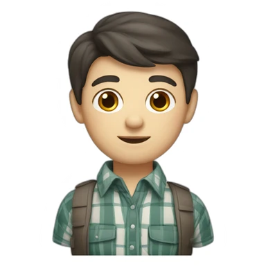 German dark hair teacher with a plaid shirt sticker