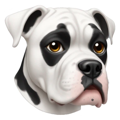 american bulldog, black and white with black ears and a patch around eye sticker