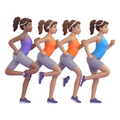 three women friends exercising together, one black woman with curly brown hair, one pale white woman with curly brown hair, and one white woman with straight brown hair in a ponytail positioned on the right sticker
