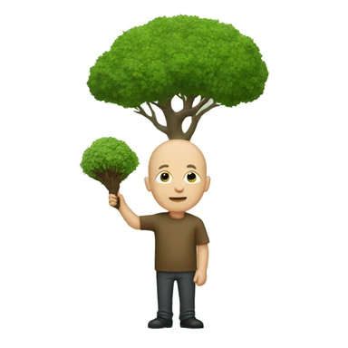 Bald man eating a tree sticker