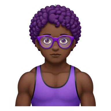 Wrestler with purple glasses tinted black and short curly brown hair sticker
