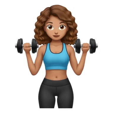 Brown wavy girl with dumbells in her hands sticker