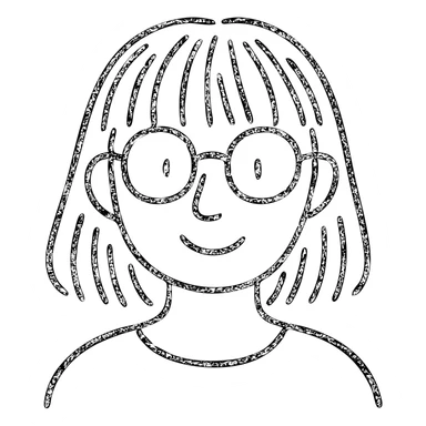 mujer con flequillo y gafas dibujo a mano sticker