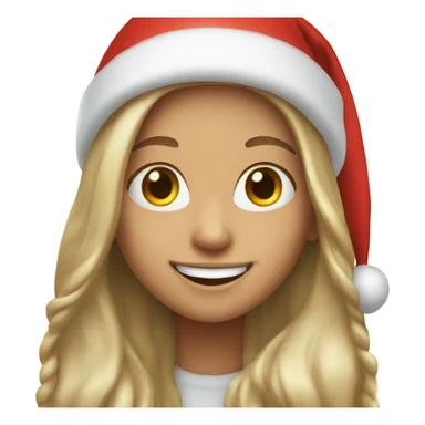 smiling girl with long hair with Santa hat sticker