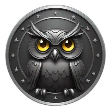 Owl with laser eyes in black coin sticker