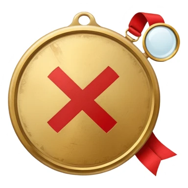 gold medal with bandage and ONLY ONE magnifier engraved on the center sticker