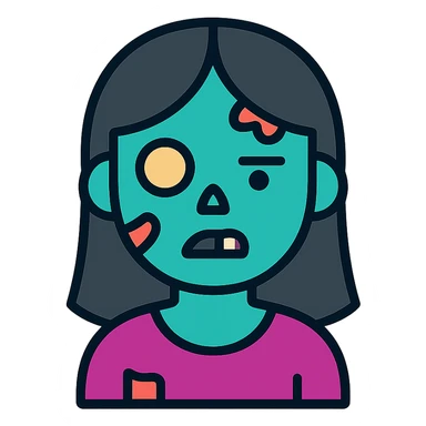 girl zombie with black long hair sticker