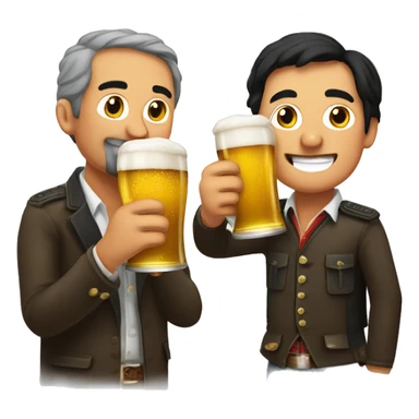 Bolivian man and German man drinking beer together sticker