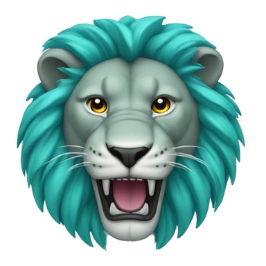 Cyan roaring lion sticker