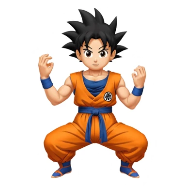 Goku from Dragon Ball Z, spiky black hair, orange gi sticker