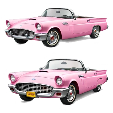 Pink Ford Thunderbird vintage  sticker