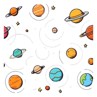 Solar system made of planets shaped like brains sticker