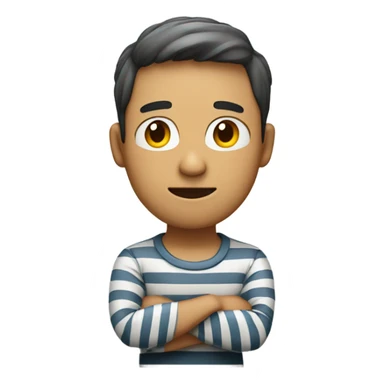 striped shirt with crossed arms and closed eyes sticker