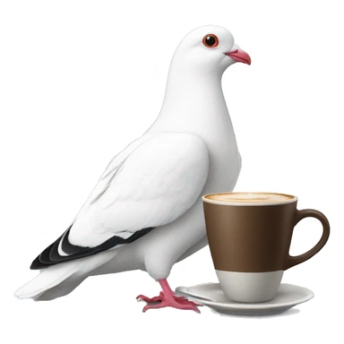  White Pigeon drinking coffee sticker
