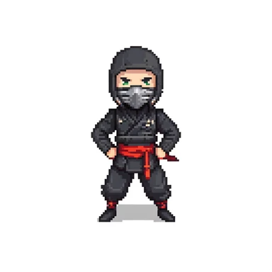 masked ninja with black outfit in combat stance sticker