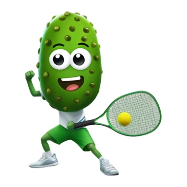 A pickle playing pickleball sticker