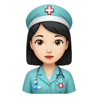 Nurse black hair sticker
