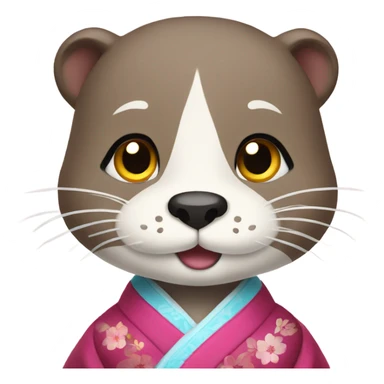 a otter face wearing traditional korean hanbok sticker