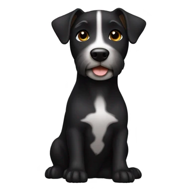 A black Patterdale Terrier dog with a white patch on its chest and brown eyes. sticker