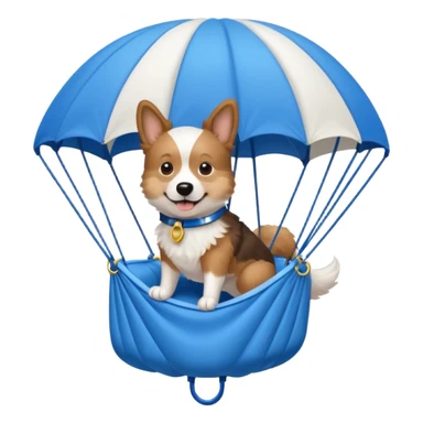 dog riding blue parachute sticker