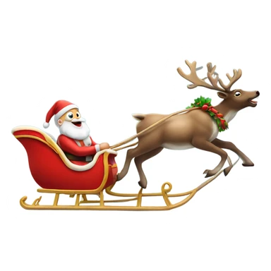 Real Reindeer pulling a sleigh by Santa sticker