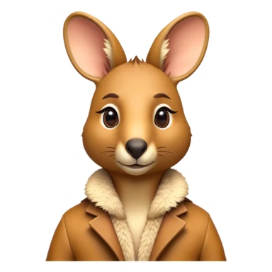 Cinematic Realistic Noble Kangaroo Portrait Emoji, Poised and dignified, with a strong, athletic build and a detailed, tawny coat rendered in natural fur texture, a distinctly elongated face with alert, expressive eyes and a subtle snout, high shine, intelligent and resolute, styled with an air of outback authority, focused and attentive, soft glowing outline, capturing the essence of a watchful and confident kangaroo that appears ready to bound out of the screen with effortless power! sticker