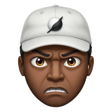 Angry eyes black man with backwards baseball hat sticker