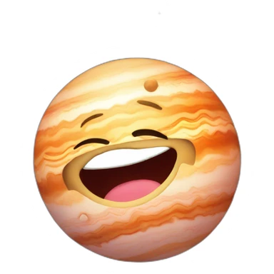 planet jupiter with a cartoon kissing face with smiling eyes sticker