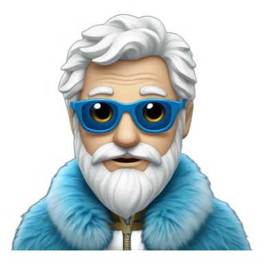 cool Father Frost in sunglasses glasses in a blue fur coat sticker