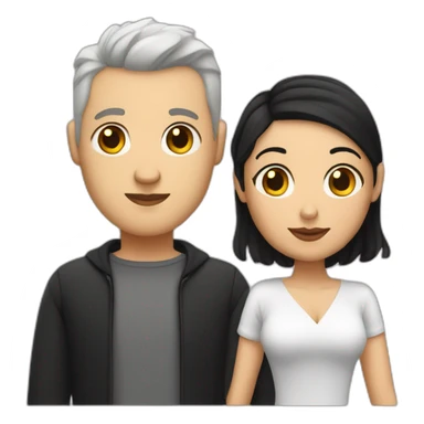 love couple a white man with black buzz cut and a matt woman with wavy dark hair sticker