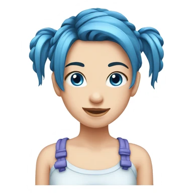 Long blue pigtails, fair skin, blue eyes sticker