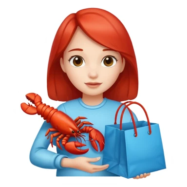 Cute girl holding gift bag with lobster in it sticker