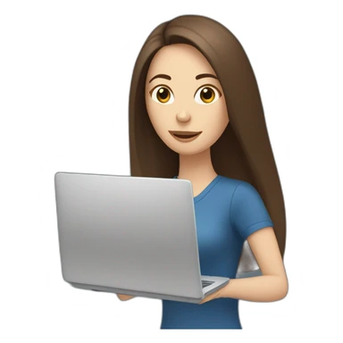 woman with long straight brown hair and pale skin throws laptop and a coffee mug in the air sticker